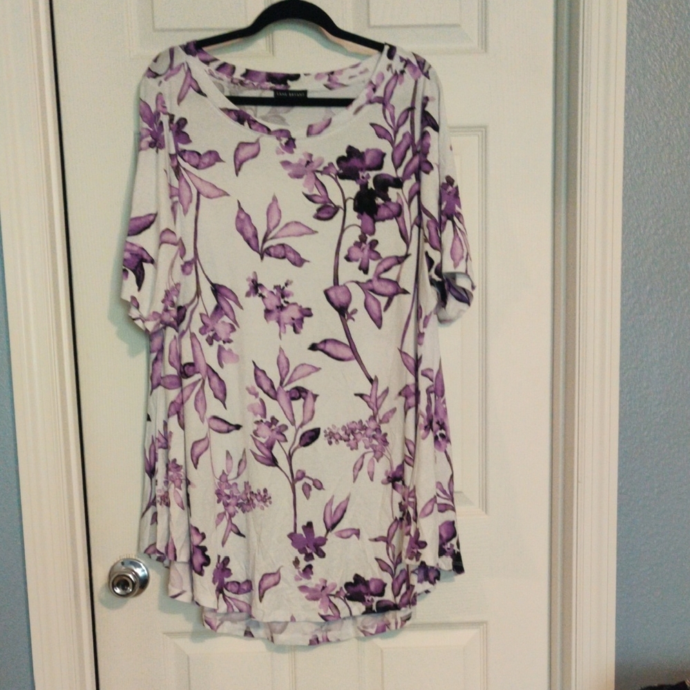 Lane Bryant Purple and White Floral Top